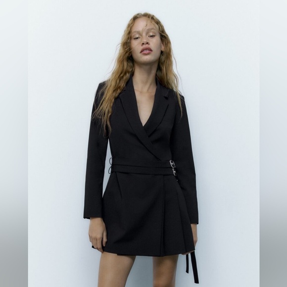 Zara Box Pleat Blazer Dress in Dark Gray 8664/338 (Brand New. Size L but fits M) - Picture 1 of 8